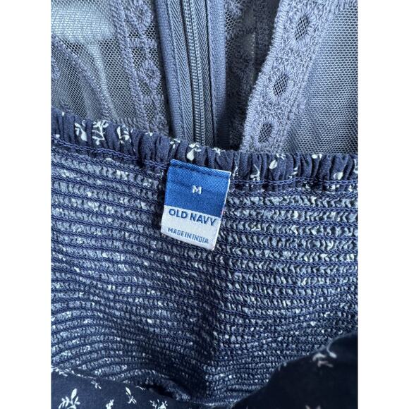 Old Navy Women's Navy Blue Floral Sleeveless Cami Tie Strap Mini Dress Medium - Picture 4 of 6